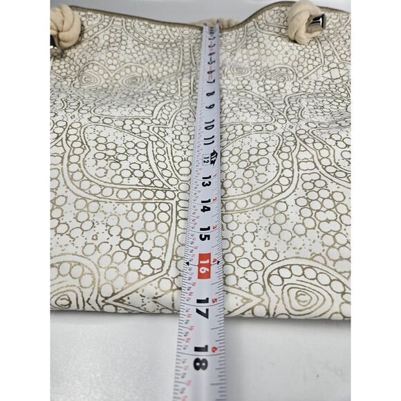 Donna Dixon Large Rope Handle Off-White & Gold Canvas Tote Bag - Picture 10 of 11